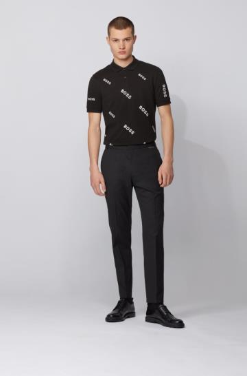 Koszulki Polo BOSS Slim Fit Czarne Męskie (Pl67340)